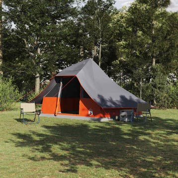 vidaXL Tipi Tent 10-persoons Grijs en Oranje taft, Verzenden