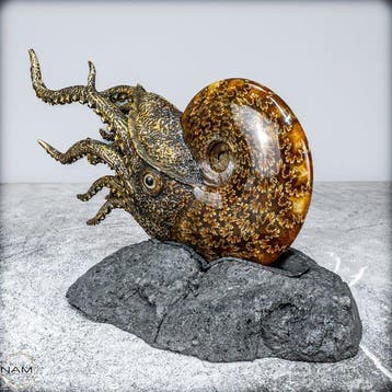 Ammonite naturelle associée à un savoir-faire de maître.