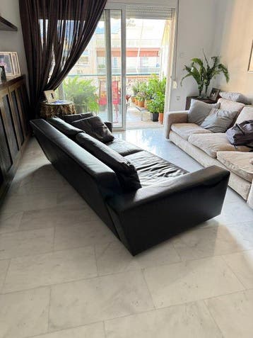 Minotti - Sofa - Leder, Metaal - Leren tweezitsbank
