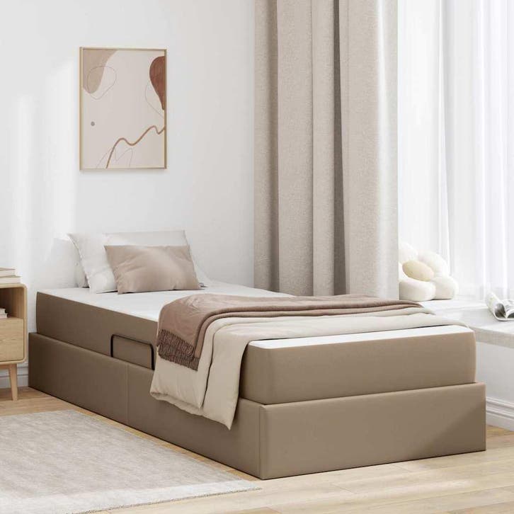 vidaXL Opslag bed met matras met matras 2 pcs Cappuccino, Huis en Inrichting, Slaapkamer | Bedden, Nieuw, Verzenden