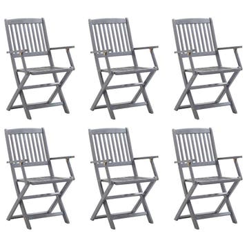 vidaXL Tuinstoelen 6 st inklapbaar massief acaciahout, Verzenden, Nieuw