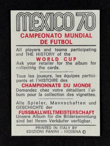 1970 Panini Mexico 70 World Cup, - Italy: Dino Zoff - 1 Card, Nieuw