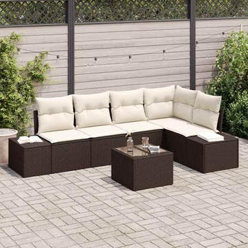vidaXL Tuinbank Set met opslag Bruin en Crème poly rattan, Verzenden, Nieuw