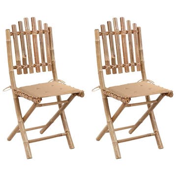 vidaXL Tuinstoelen 2 st inklapbaar met kussens bamboe, Verzenden, Nieuw