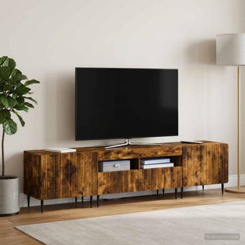 vidaXL 3-delige LED TV-kast ZWOLLE Gerookt eiken Bewerkt, Huis en Inrichting, Verzenden, Nieuw