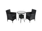 Veiling - Balkonset polyrotan - Bayamo - 3 delig -Zwart, Nieuw