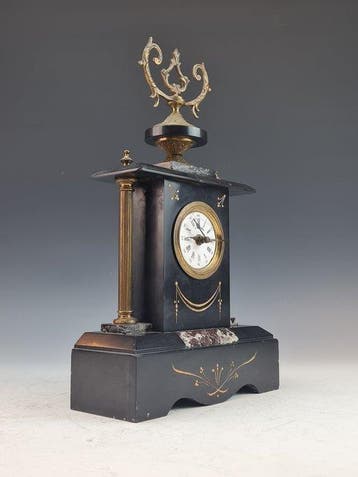 Klok - Marmer, Messing - 1880-1920, Antiek en Kunst, Antiek | Klokken