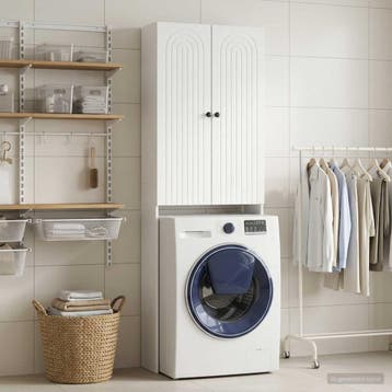 vidaXL Toiletkast ALKMAAR Wit 66 x 25,5 x 190 cm Bewerkt, Huis en Inrichting, Verzenden, Nieuw