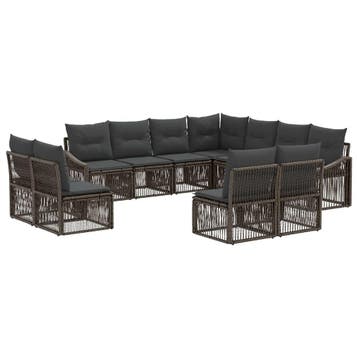 vidaXL Tuinbank Set 11 pcs Grijs poly rattan, Jardin & Terrasse, Verzenden