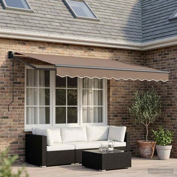 vidaXL Uitschuifbare luifel Taupe 3,5 x 2 m Polyester en, Tuin en Terras, Zonneschermen, Verzenden, Nieuw