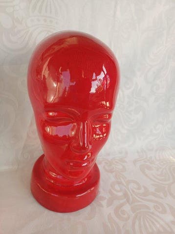Figuur - Keramische decoratie, mannequinhoofd in de kultige