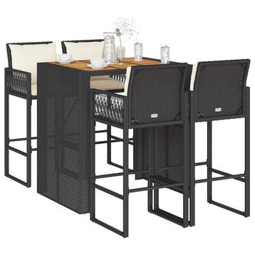 vidaXL 5-delige Tuinbarset met kussens poly rattan acacia, Verzenden