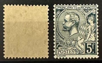 Monaco - Rare variété 5 F vert-gris très clair, type Prince