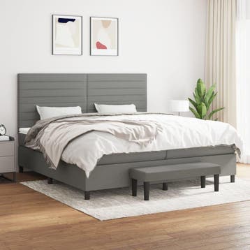 vidaXL Boxspring met matras stof donkergrijs 200x200 cm, Verzenden, Nieuw