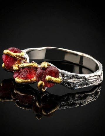 Natuurlijke toermalijnring - 925 sterling zilver - Organisch
