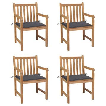 vidaXL Tuinstoelen 4 st met antracietkleurige kussens, Verzenden