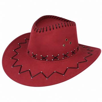 Cowboyhoed - Western Hoed met Stiksel - Donkerrood