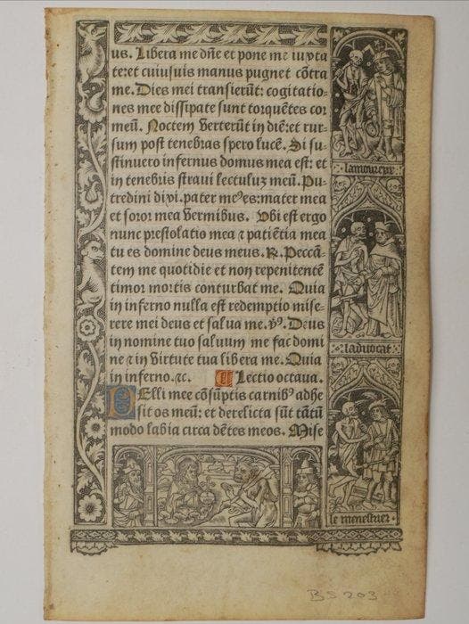 Vostre - Leaf from a book of hours, printed on vellum - 1502, Antiek en Kunst, Antiek | Boeken en Manuscripten