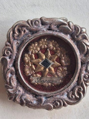 Reliekhouder - Legering, Papier, Textiel, Glas - 20e eeuw -