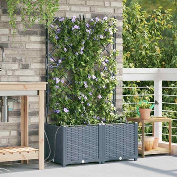 vidaXL Plantenbak 2 st Lichtgrijs 80 x 40 x 142 cm PP, Tuin en Terras, Verzenden, Nieuw