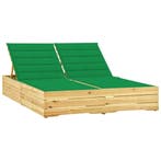 vidaXL Ligbed tweepersoons met groene kussens geïmpregneerd, Tuin en Terras, Ligbedden, Verzenden, Nieuw