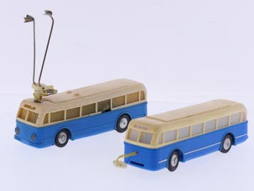 Schaal H0 Eheim 6101 (Brawa) trolleybus crème-blauw #9207, Ophalen of Verzenden