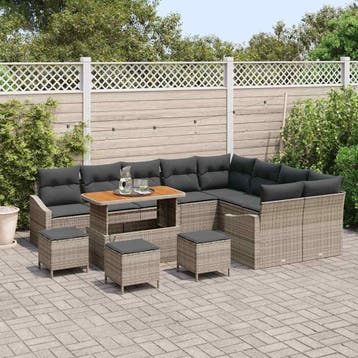 vidaXL Tuinbank Set 13 st 8-Aantal zitplaatsen Grijs Poly, Verzenden, Nieuw