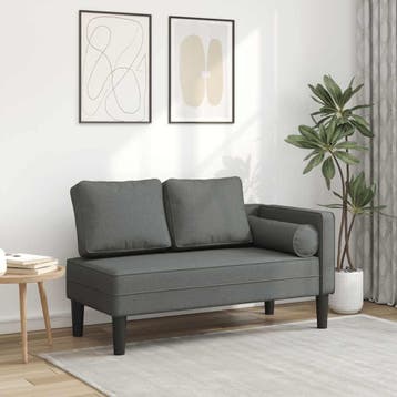 vidaXL Chaise longue met kussens stof donkergrijs, Verzenden