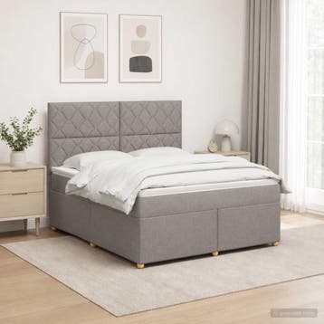 vidaXL Boxspringbed met matras met hoofdeinde Taupe 160 x, Verzenden, Nieuw