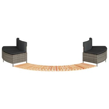 vidaXL Hottub-ombouw poly rattan massief acaciahout grijs, Verzenden, Nieuw