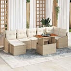 vidaXL Tuin Eettafel Set met kussen 8 pcs Beige en Crème, Verzenden, Nieuw