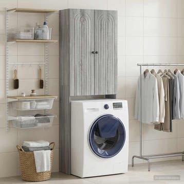 vidaXL Toiletkast ALKMAAR Grijs Sonoma 66 x 25,5 x 190 cm, Verzenden, Nieuw
