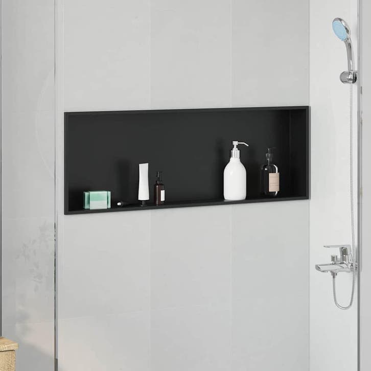 vidaXL Douche Niche Zwart 90 x 30 x 9,5 cm Roestvrij staal, Bricolage & Construction, Sanitaire, Envoi
