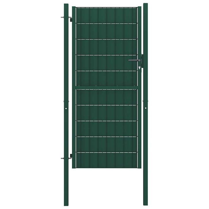 vidaXL Hekpoort PVC en staal 100x204 cm Groen, Tuin en Terras, Tuinpoorten, Nieuw, Verzenden