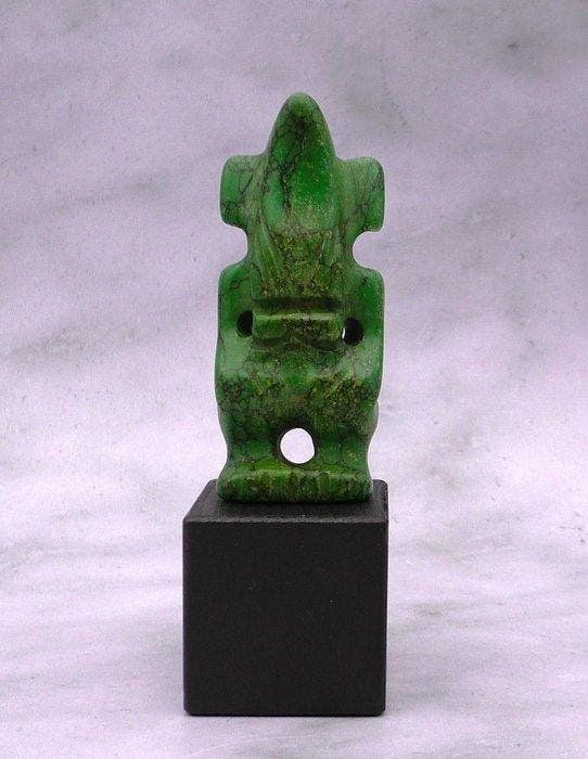 sculptuur, Hongshan Cultuur Alien achtige Gehoornde Godheid, Antiquités & Art, Curiosités & Brocante