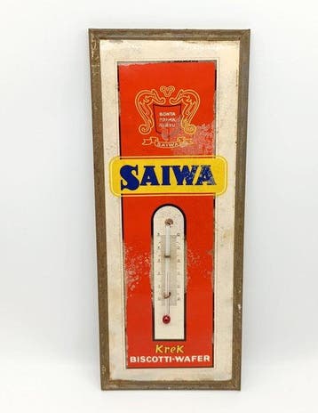 Saiwa - Reclamebord - thermometer - Metaal, Celluloide, Antiek en Kunst