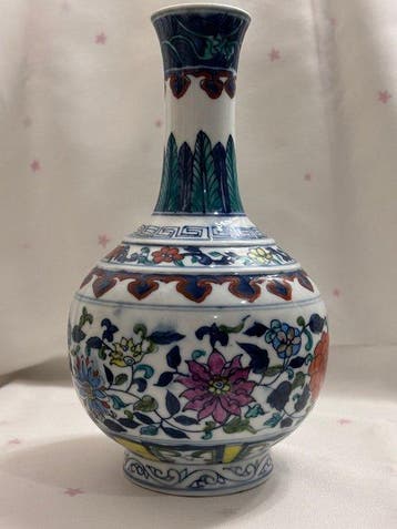 Set van twee vintage flesvazen in chinoiserie-stijl – blauw