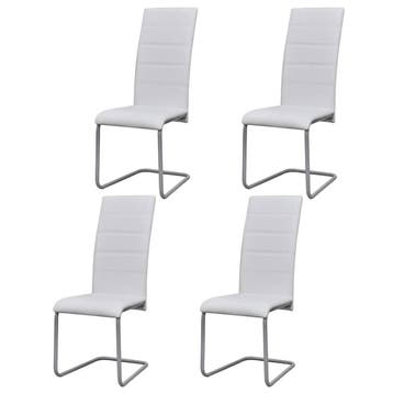 vidaXL Eetkamerstoelen 4 st kunstleer wit, Huis en Inrichting, Stoelen, Verzenden, Nieuw