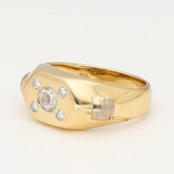 Bague - 18 carats Or jaune Diamant (Naturelle) - Diamant, Handtassen en Accessoires, Nieuw