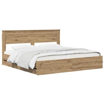 vidaXL Bed Frame with Storage and Headboard Artisan Oak 180, Verzenden, Nieuw