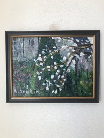 René Sautin (1881-1968) - Le coin du jardin, pommier en, Antiquités & Art, Art | Peinture | Classique