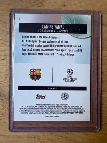 2024/25 Topps Topps Finest UEFA Champions League Lamine, Nieuw