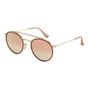 Ray-Ban Round RB3647N Unisex Zonnebril - Goud / Roze, Verzenden, Nieuw