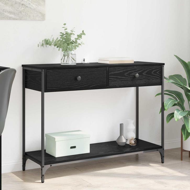 vidaXL Wandtafel met lade Zwart Eiken 100 x 34,5 x 75 cm, Huis en Inrichting, Slaapkamer | Nachtkastjes, Nieuw, Verzenden