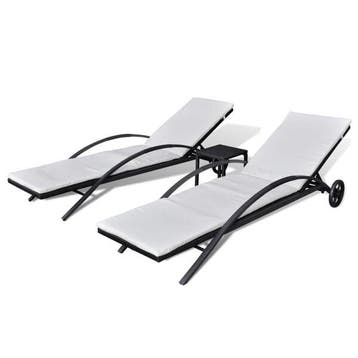 Set 2 bains de soleil rotin noir - Seconde chance -35%, Verzenden, Nieuw