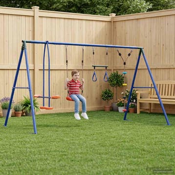 vidaXL Buiten Schommelset Meerkleurig Staal en PE, Kinderen en Baby's, Verzenden, Nieuw