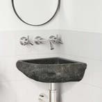 vidaXL Wastafel Grijs (30-37) x (30-37) x 12 cm Riviersteen, Doe-het-zelf en Bouw, Sanitair, Verzenden, Nieuw
