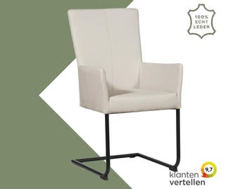 Leren eetkamerstoel Dry met armleuning - Toledo Misty, Huis en Inrichting, Stoelen, Overige kleuren, Nieuw, Leer, Ophalen of Verzenden