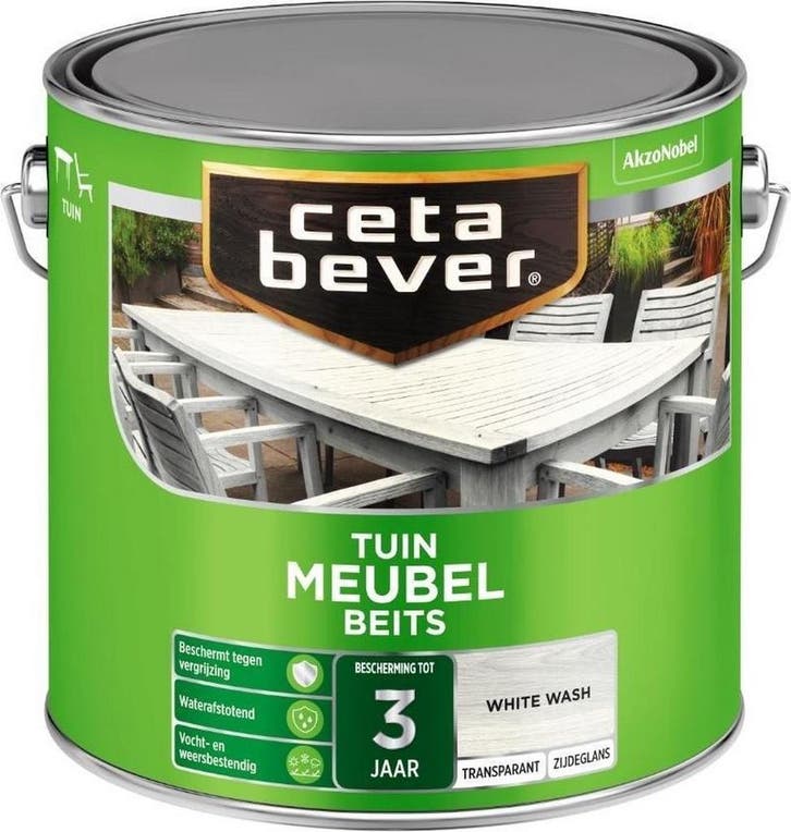 CetaBever Tuinmeubel Beits Whitewash 2.5L, Bricolage & Construction, Peinture, Vernis & Laque, Envoi