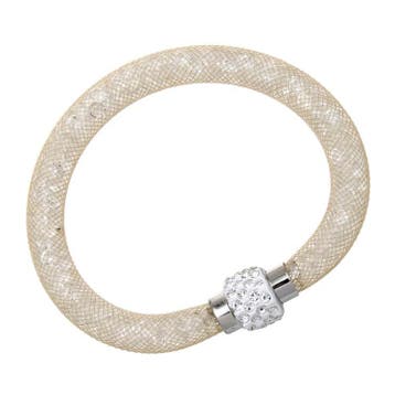 Fako Bijoux - Armband - Sterrenstof Disco Dots - Beige/Wit, Verzenden, Nieuw